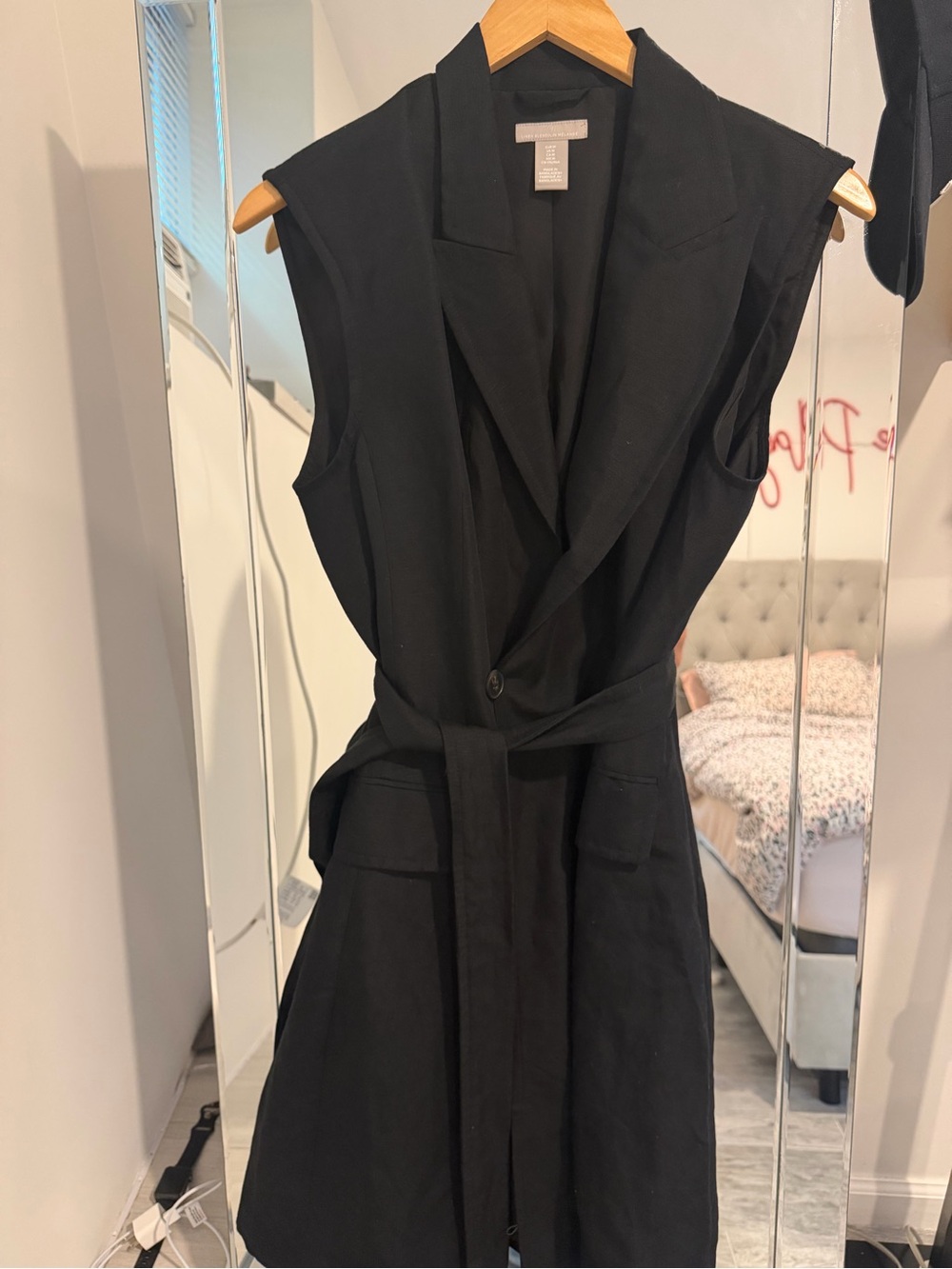 H&M Black Sleeveless Tailored Wrap Dress with Belt